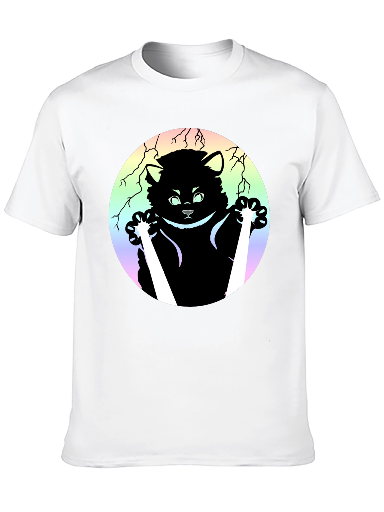 Kawaii Cat & Dagger Graphic Tee - Black