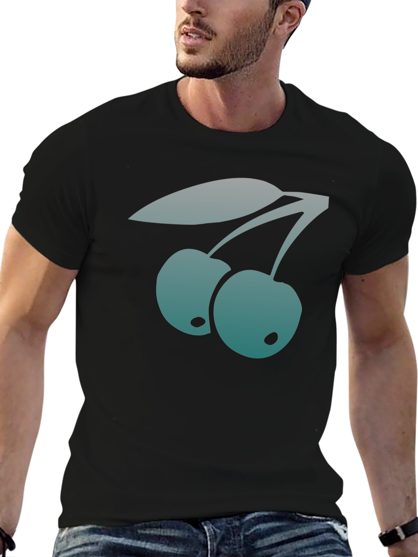 Trendy Cherry Graphic Tee - Stylish Black T-Shirt