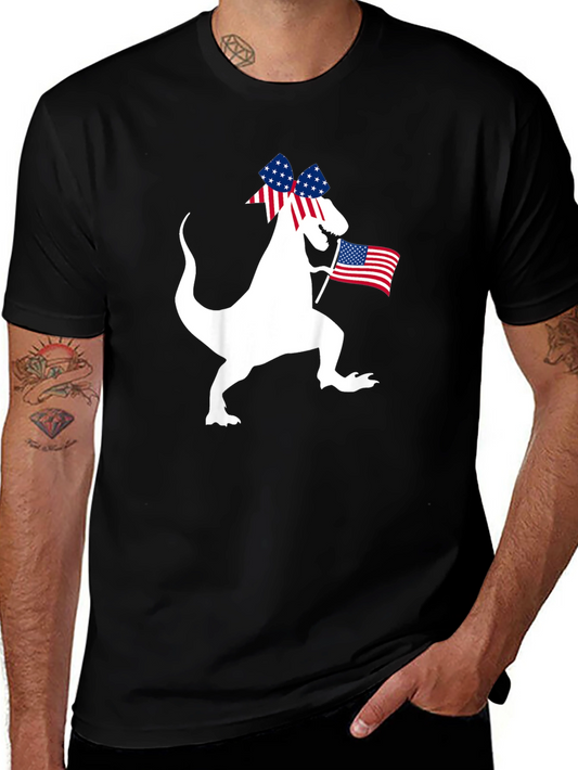 Patriotic Dino T-Shirt - USA Flag Dinosaur Tee