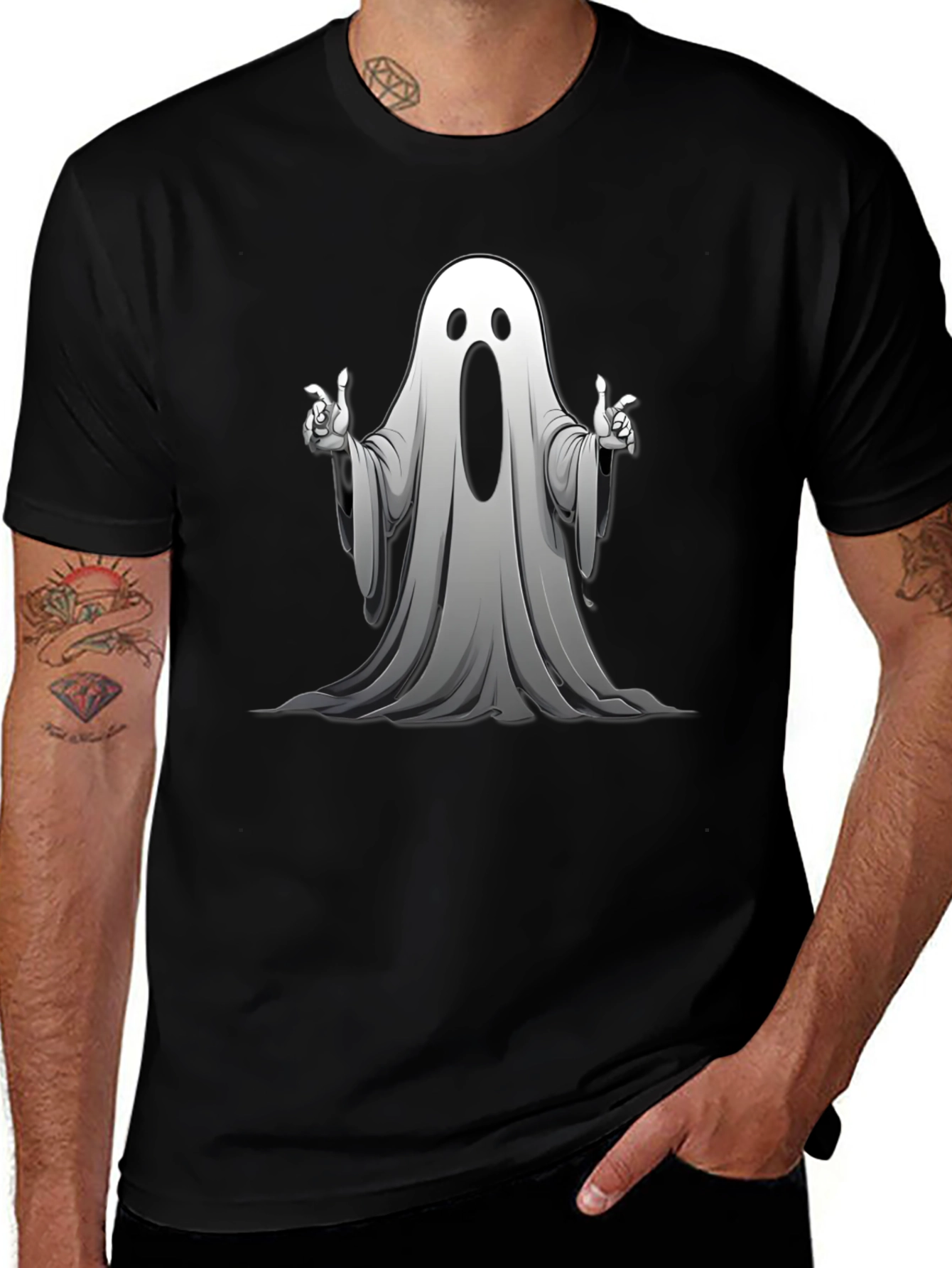 Spooky Ghost Graphic T-Shirt - Halloween Fun!