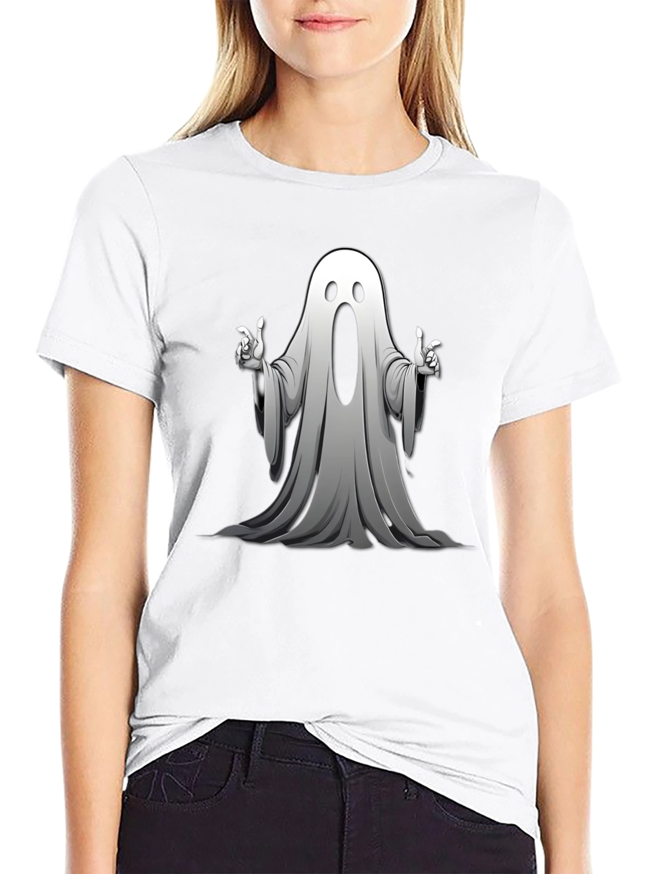 Spooky Ghost Graphic T-Shirt - Halloween Fun!