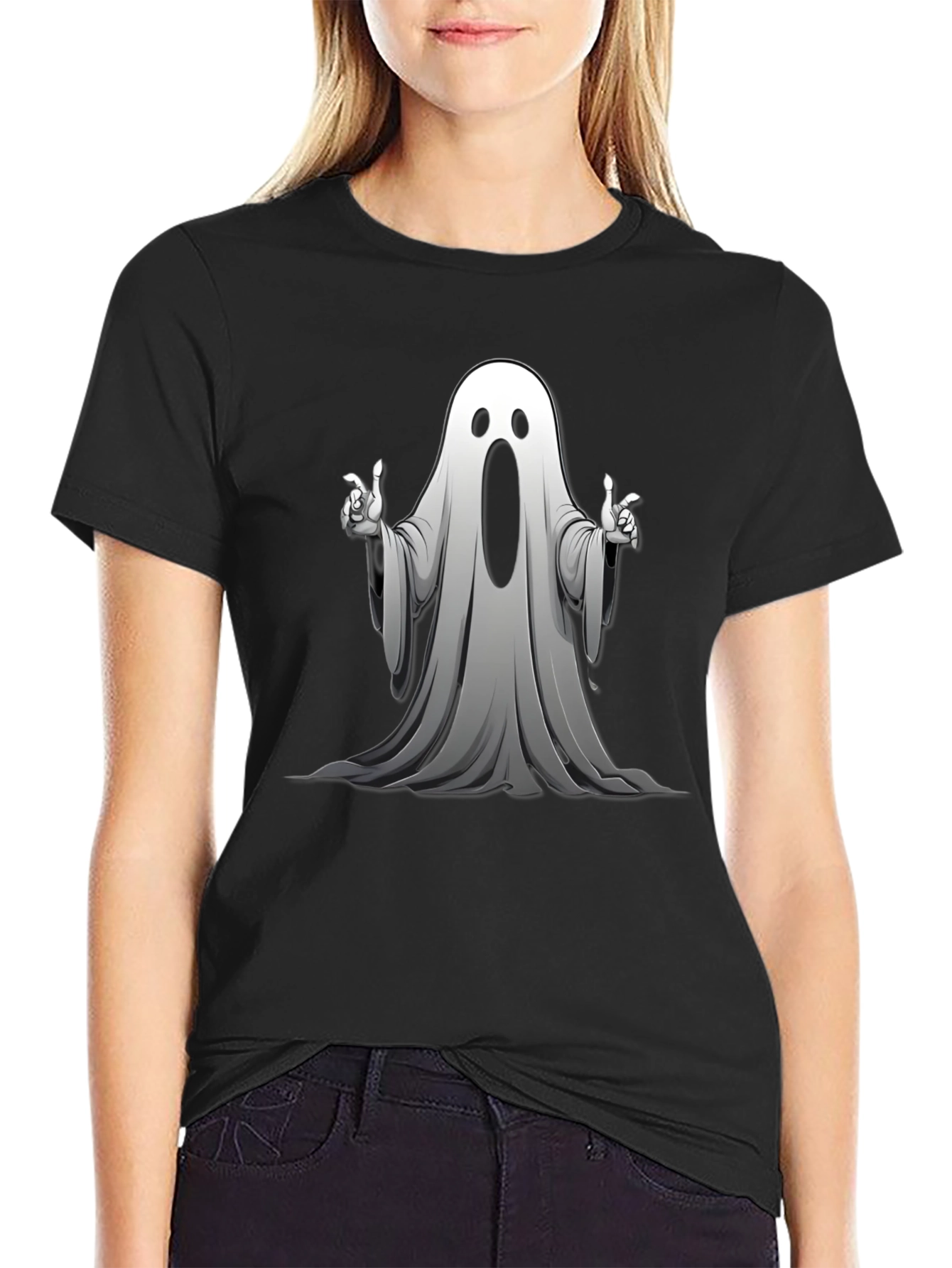 Spooky Ghost Graphic T-Shirt - Halloween Fun!