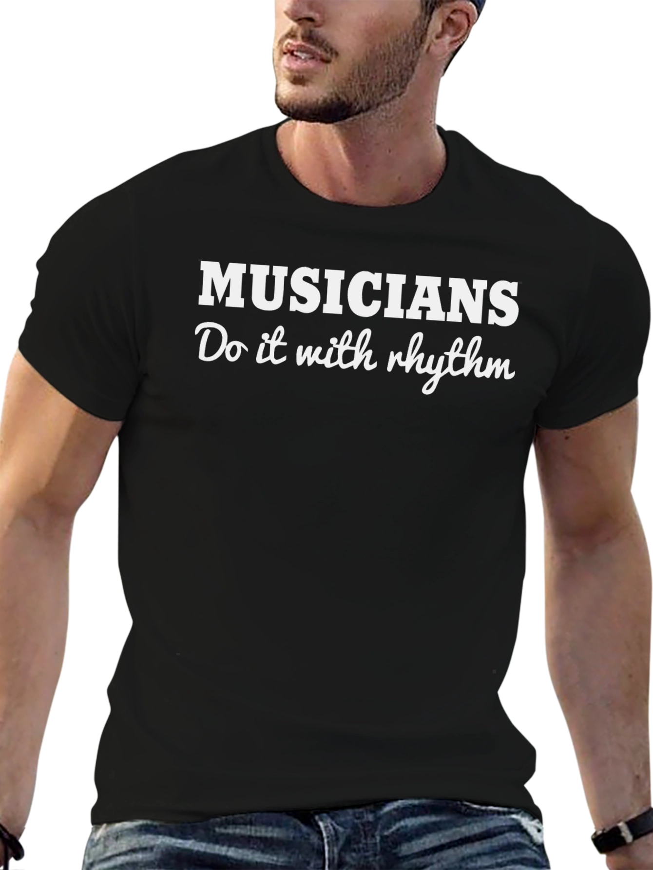 Musicians Do It With Rhythm Black Graphic Tee