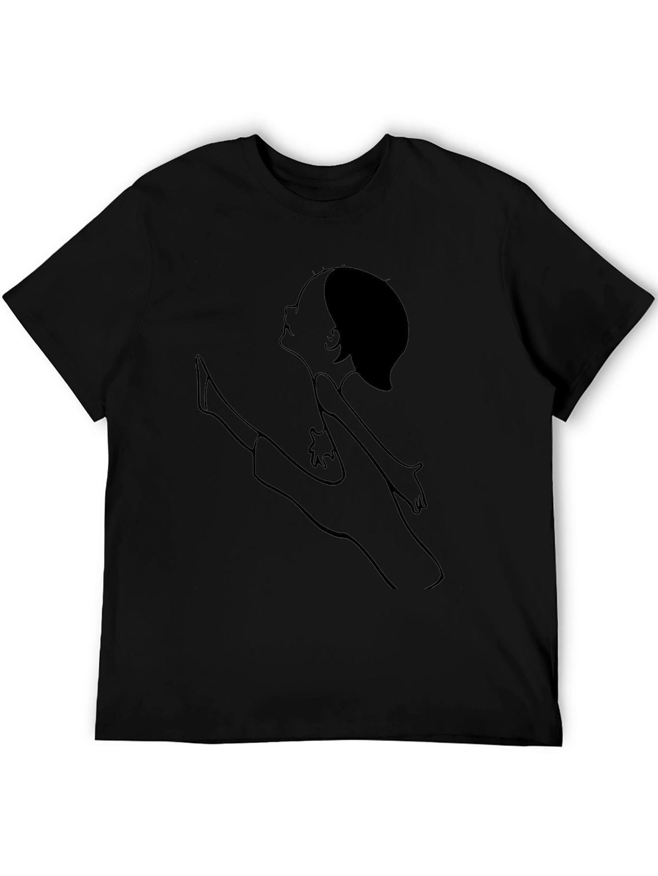Unique Line Art Tee - Casual Black T-Shirt