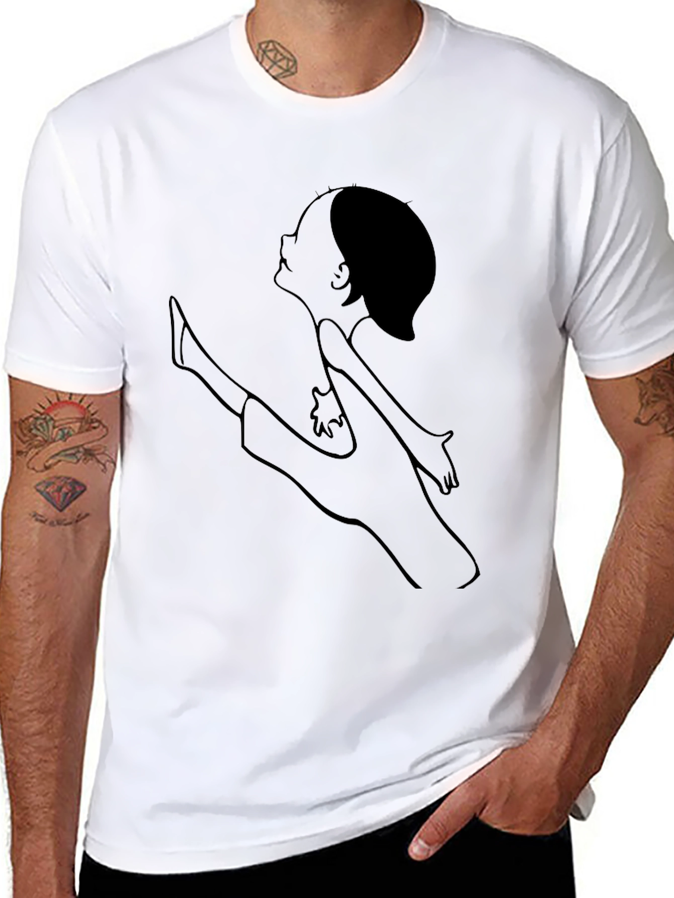 Unique Line Art Tee - Casual Black T-Shirt