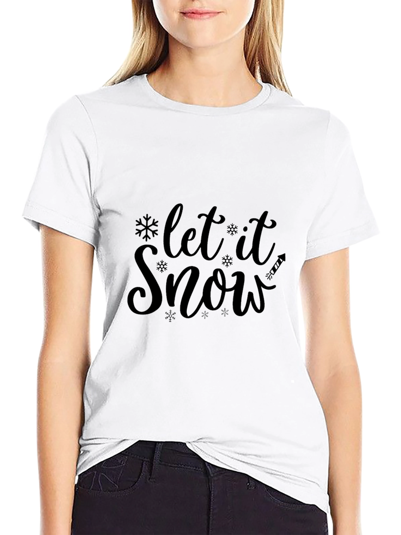 Let It Snow Graphic Print Crew Neck Tee
