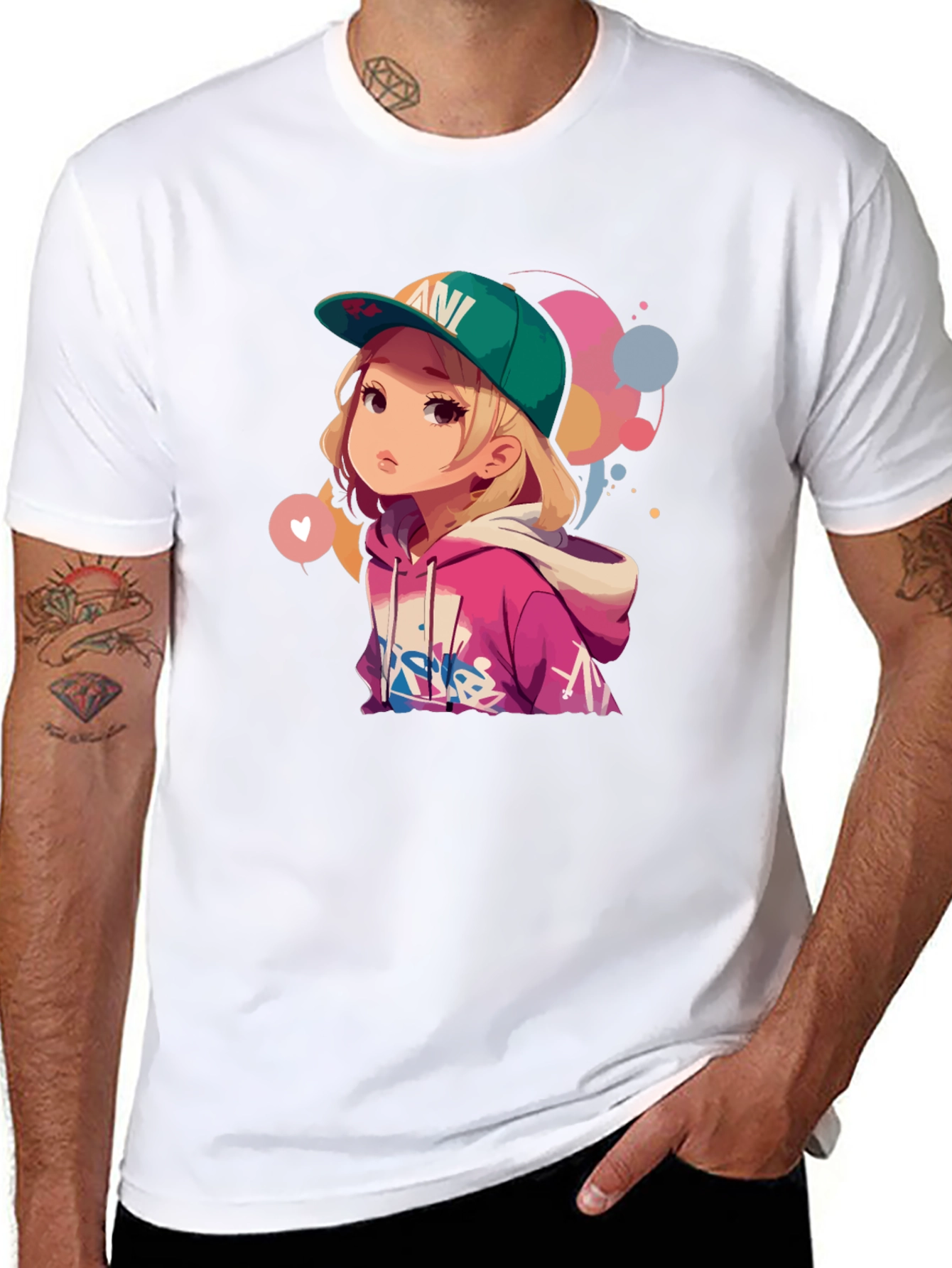 Anime Girl Graphic Tee - Stylish Black T-Shirt