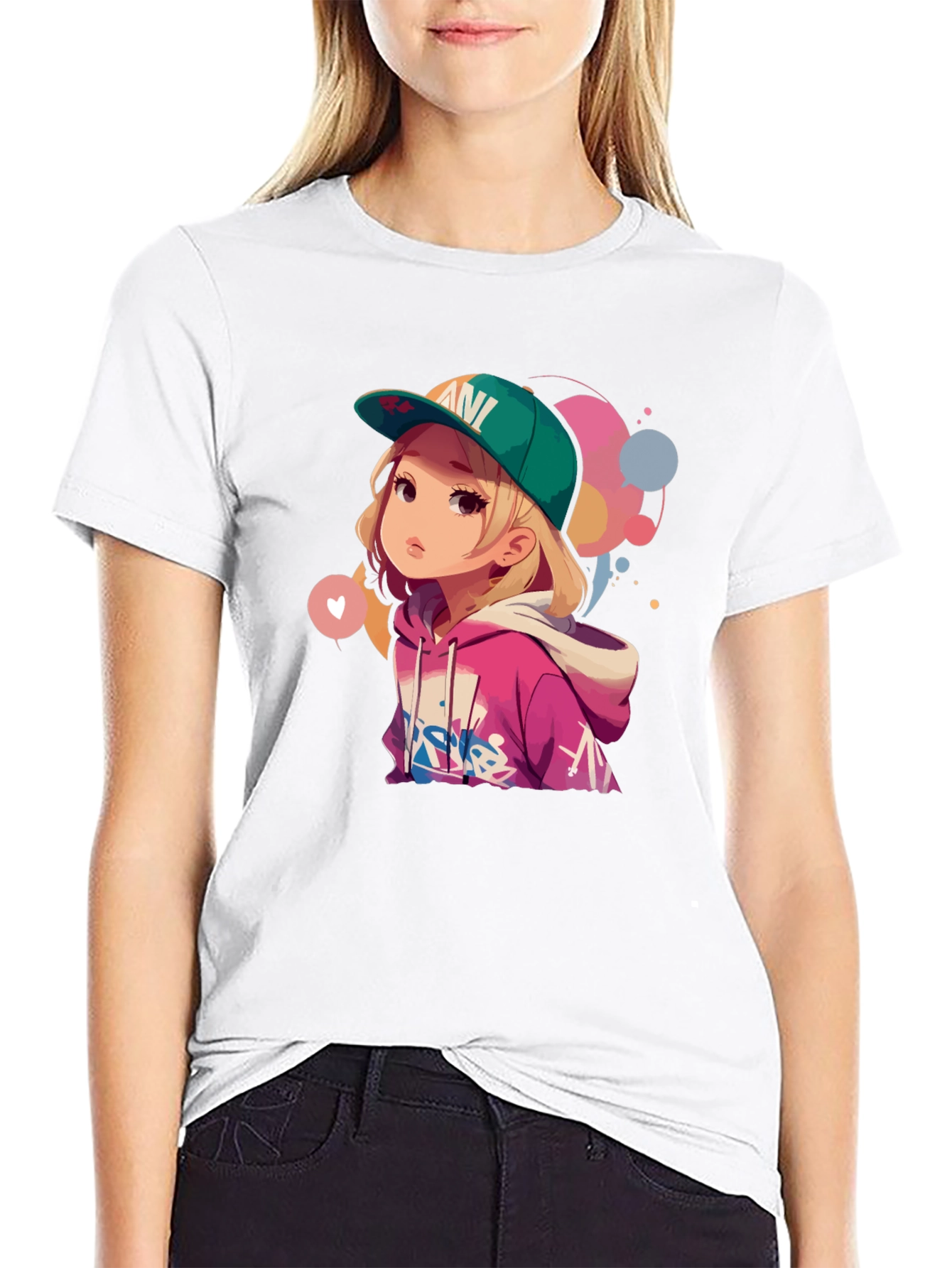 Anime Girl Graphic Tee - Stylish Black T-Shirt
