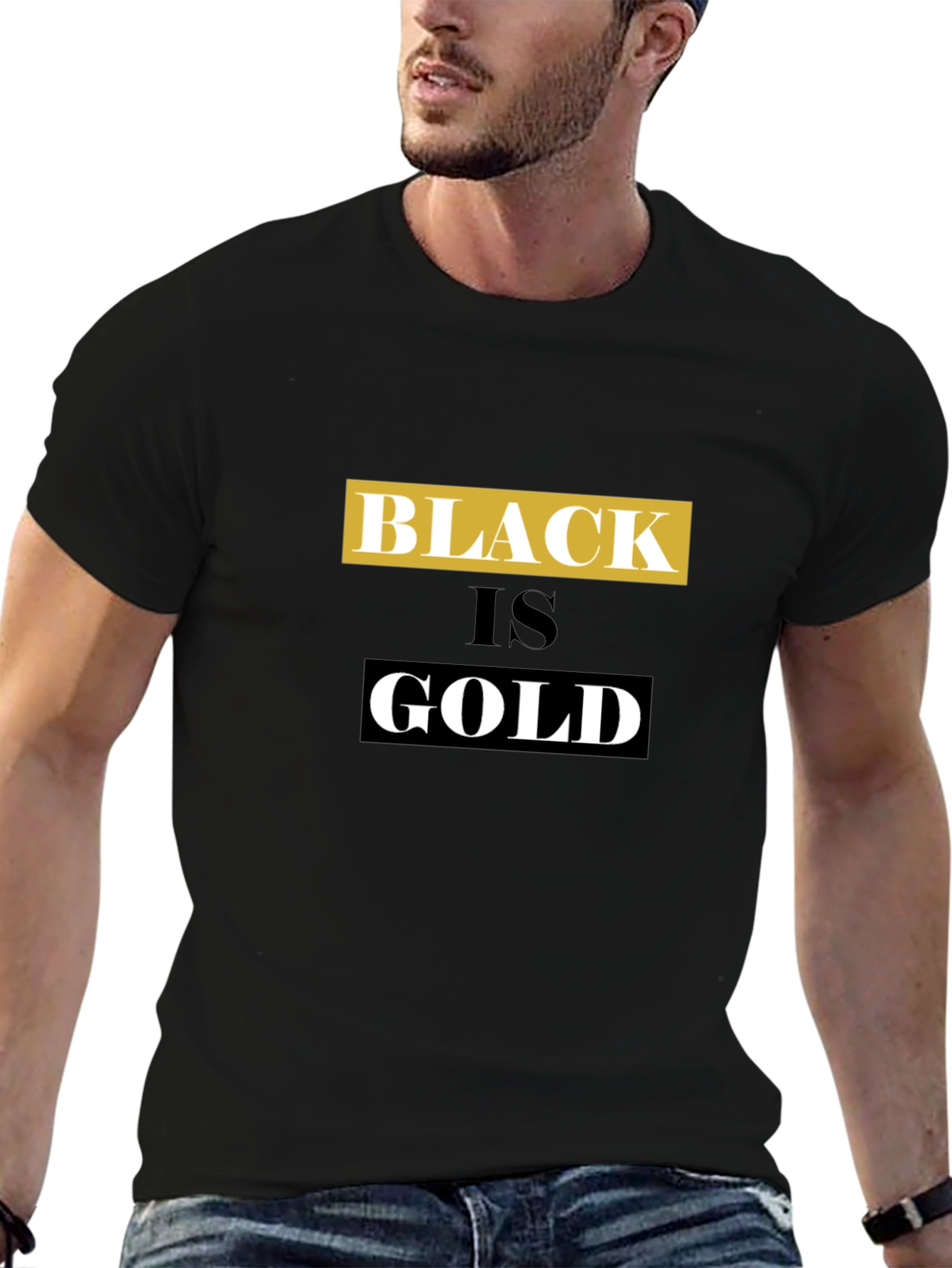 Black is Gold Graphic Tee - Stylish Mens T-Shirt