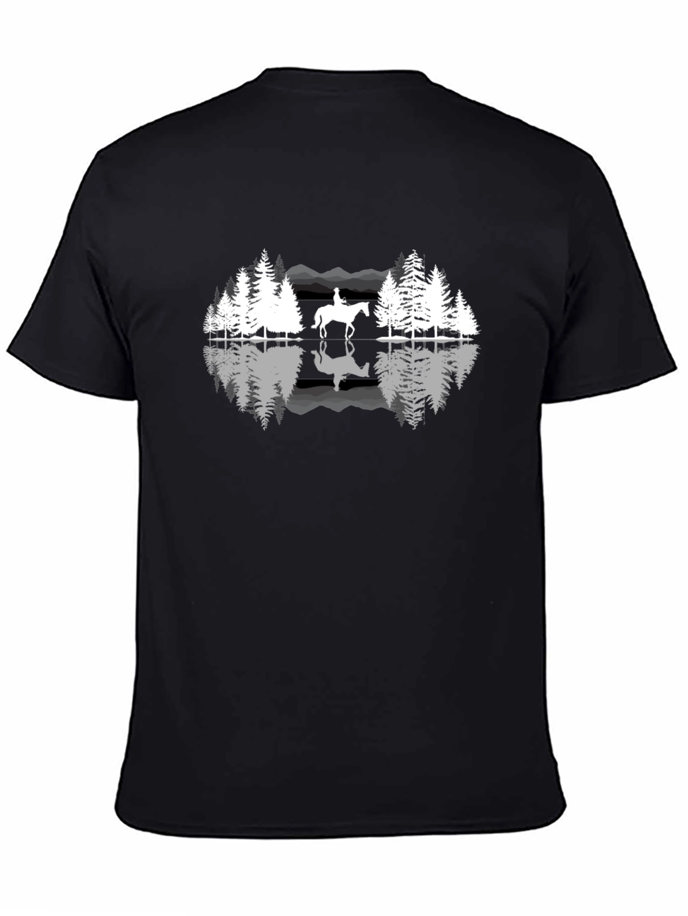 Nature Horse Riding Graphic Black T-Shirt