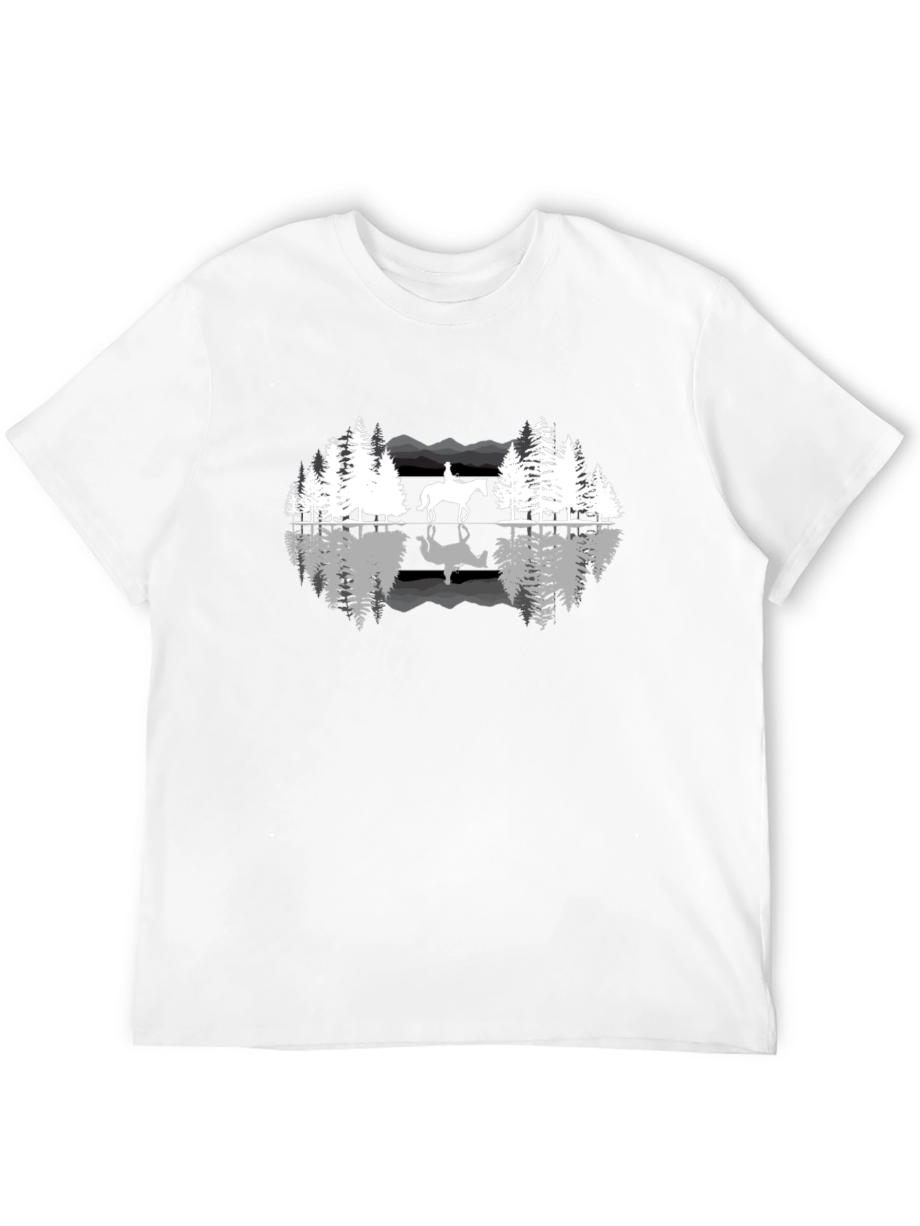 Nature Horse Riding Graphic Black T-Shirt