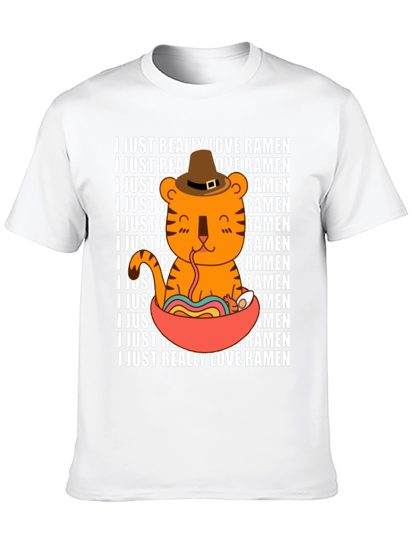 Ramen Lover T-Shirt Cute Tiger Noodle Bowl Graphic Tee