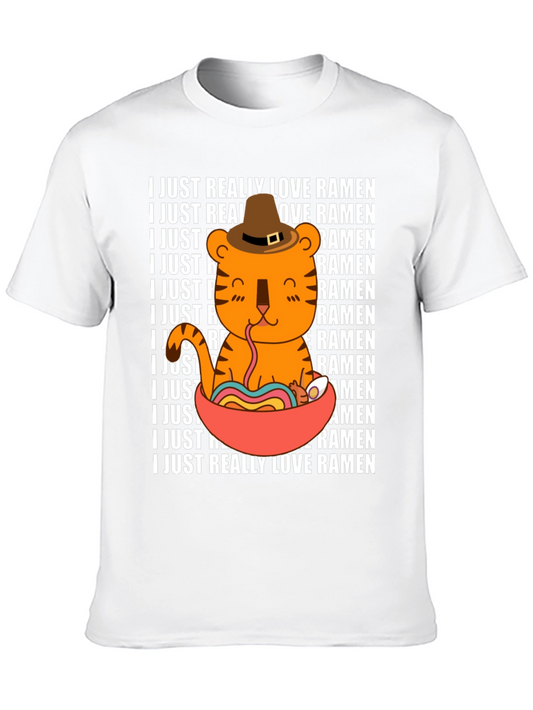 Ramen Lover T-Shirt Cute Tiger Noodle Bowl Graphic Tee