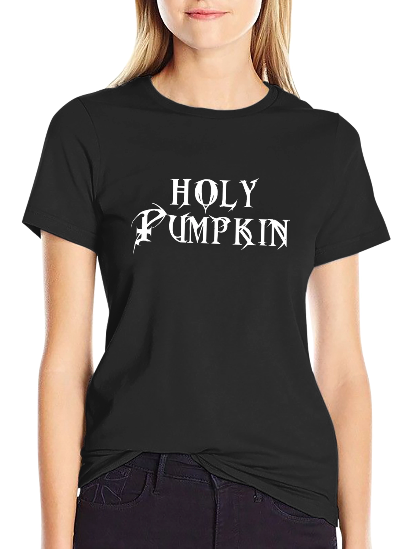 Holy Pumpkin Graphic Black T-Shirt
