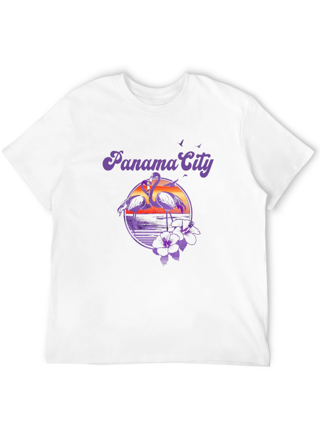 Panama City Flamingo Sunset Graphic T-Shirt