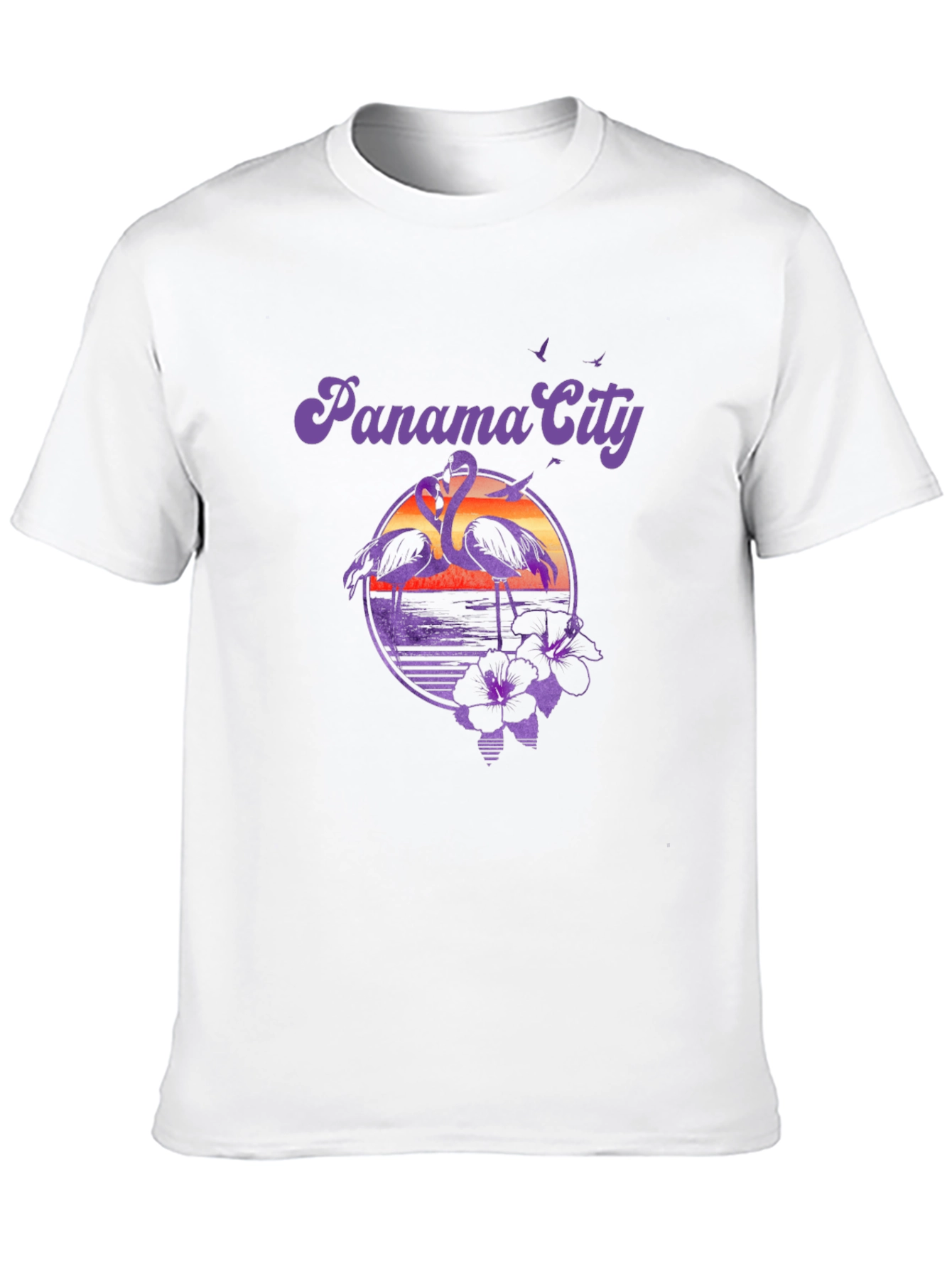 Panama City Flamingo Sunset Graphic T-Shirt
