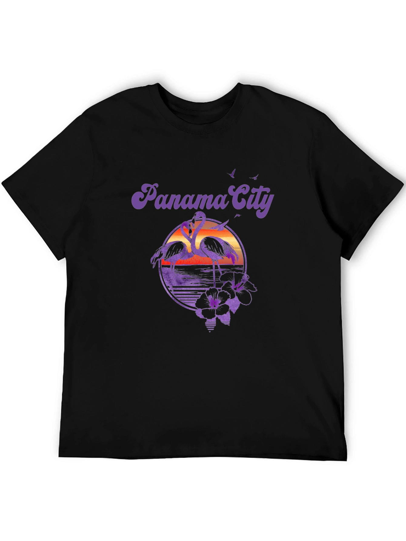 Panama City Flamingo Sunset Graphic T-Shirt