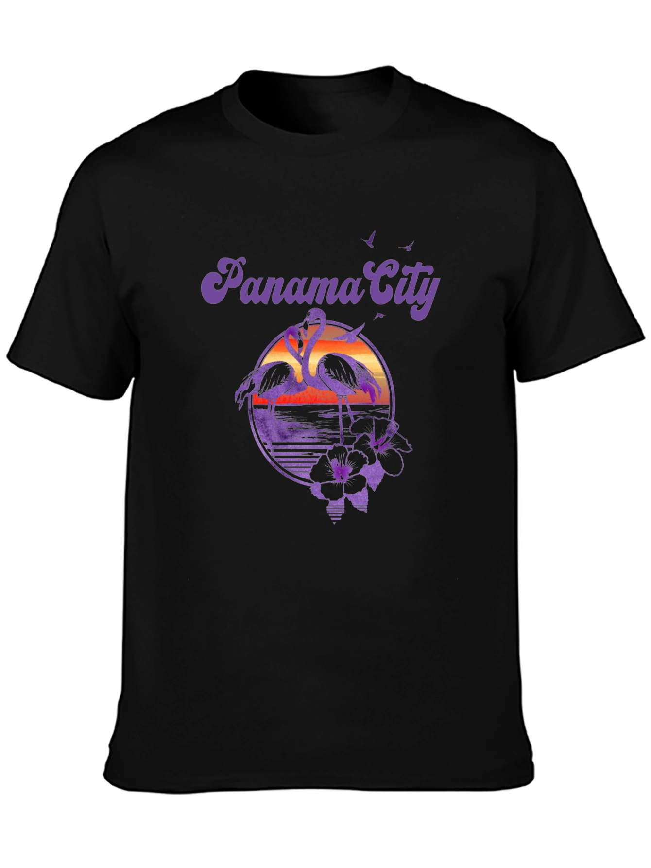 Panama City Flamingo Sunset Graphic T-Shirt