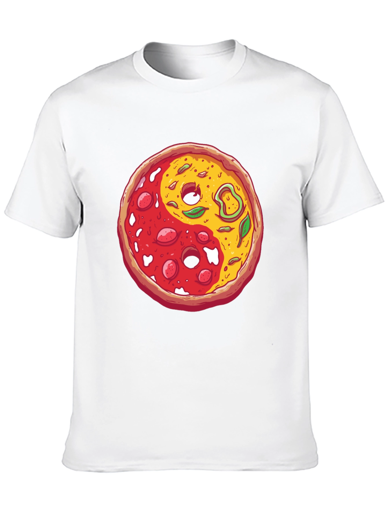 Pizza Yin Yang Graphic T-Shirt - Casual Style