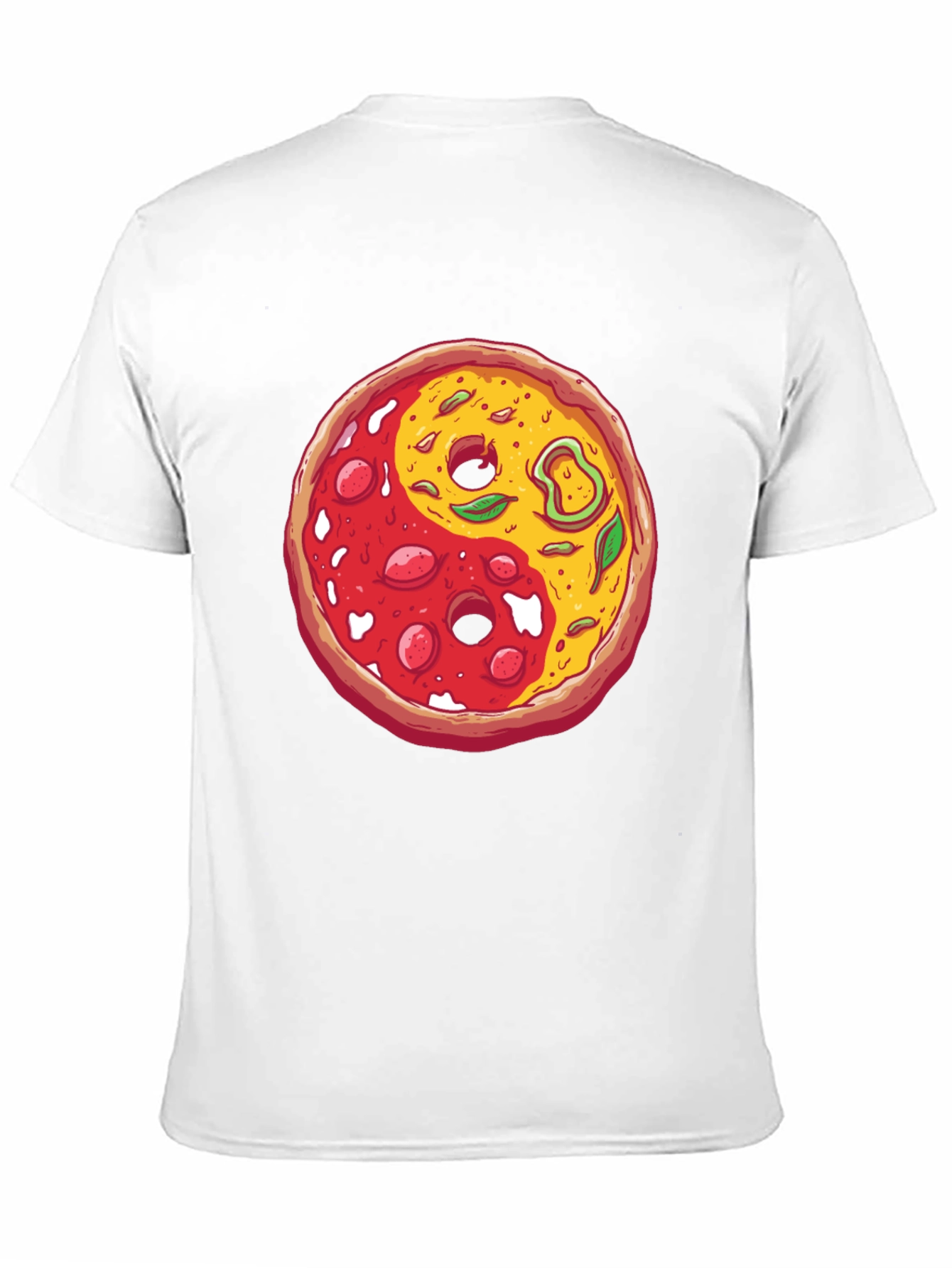 Pizza Yin Yang Graphic T-Shirt - Casual Style