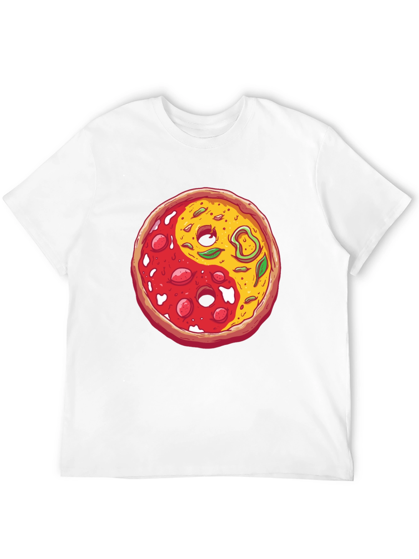 Pizza Yin Yang Graphic T-Shirt - Casual Style