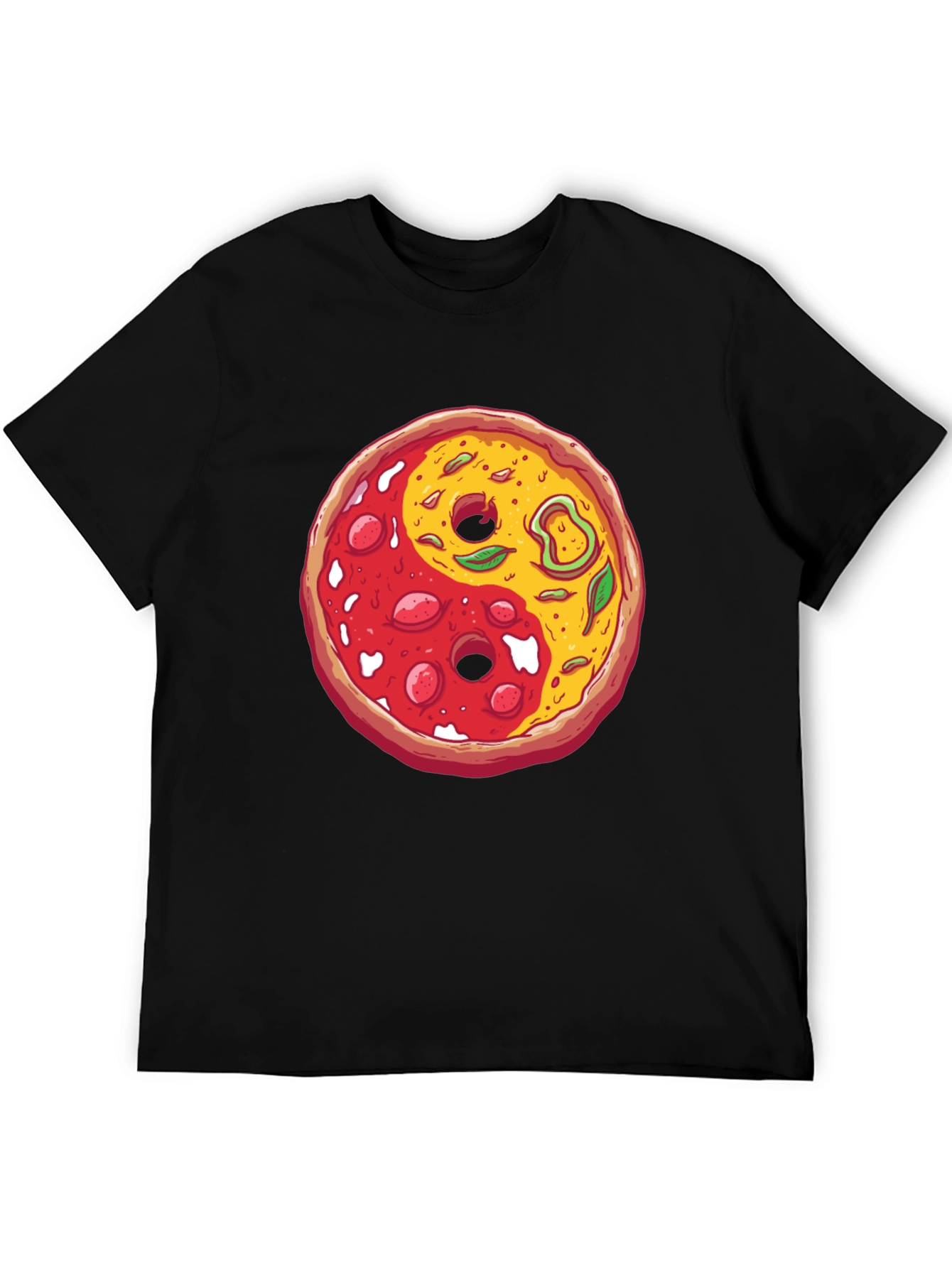 Pizza Yin Yang Graphic T-Shirt - Casual Style