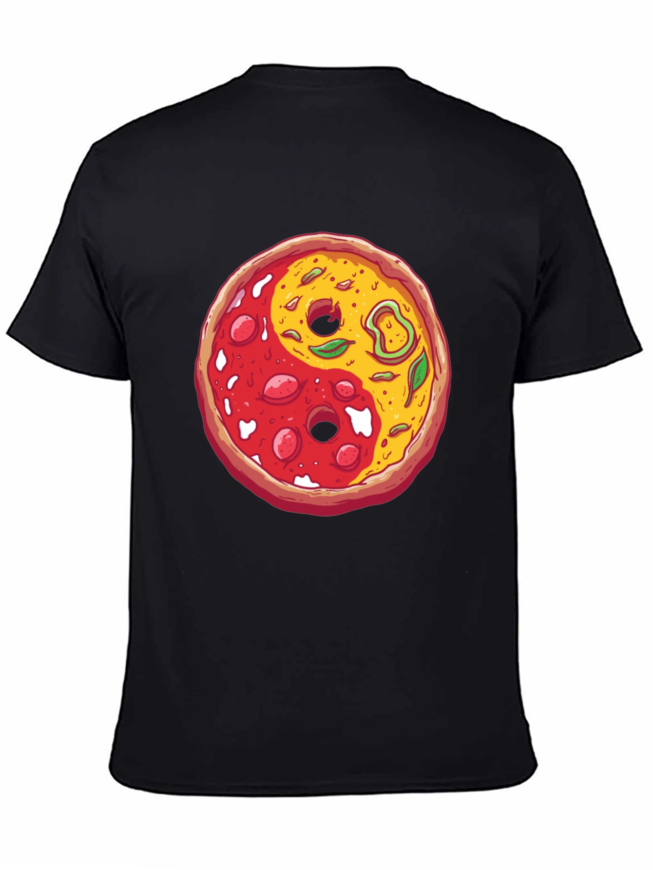 Pizza Yin Yang Graphic T-Shirt - Casual Style