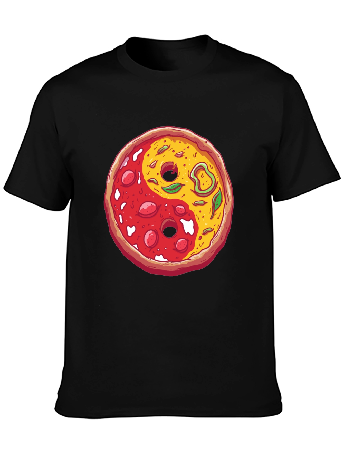 Pizza Yin Yang Graphic T-Shirt - Casual Style