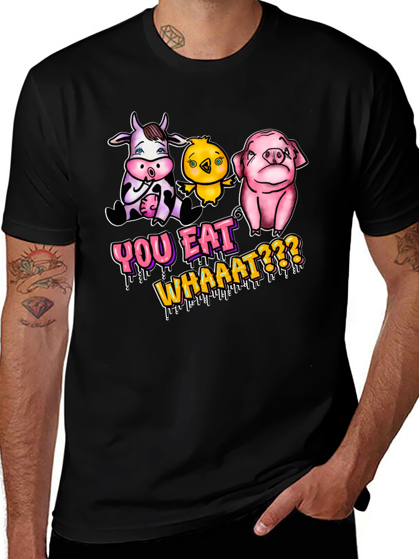 Vegan T-Shirt: You Eat Whaaat??? Funny Animal Design