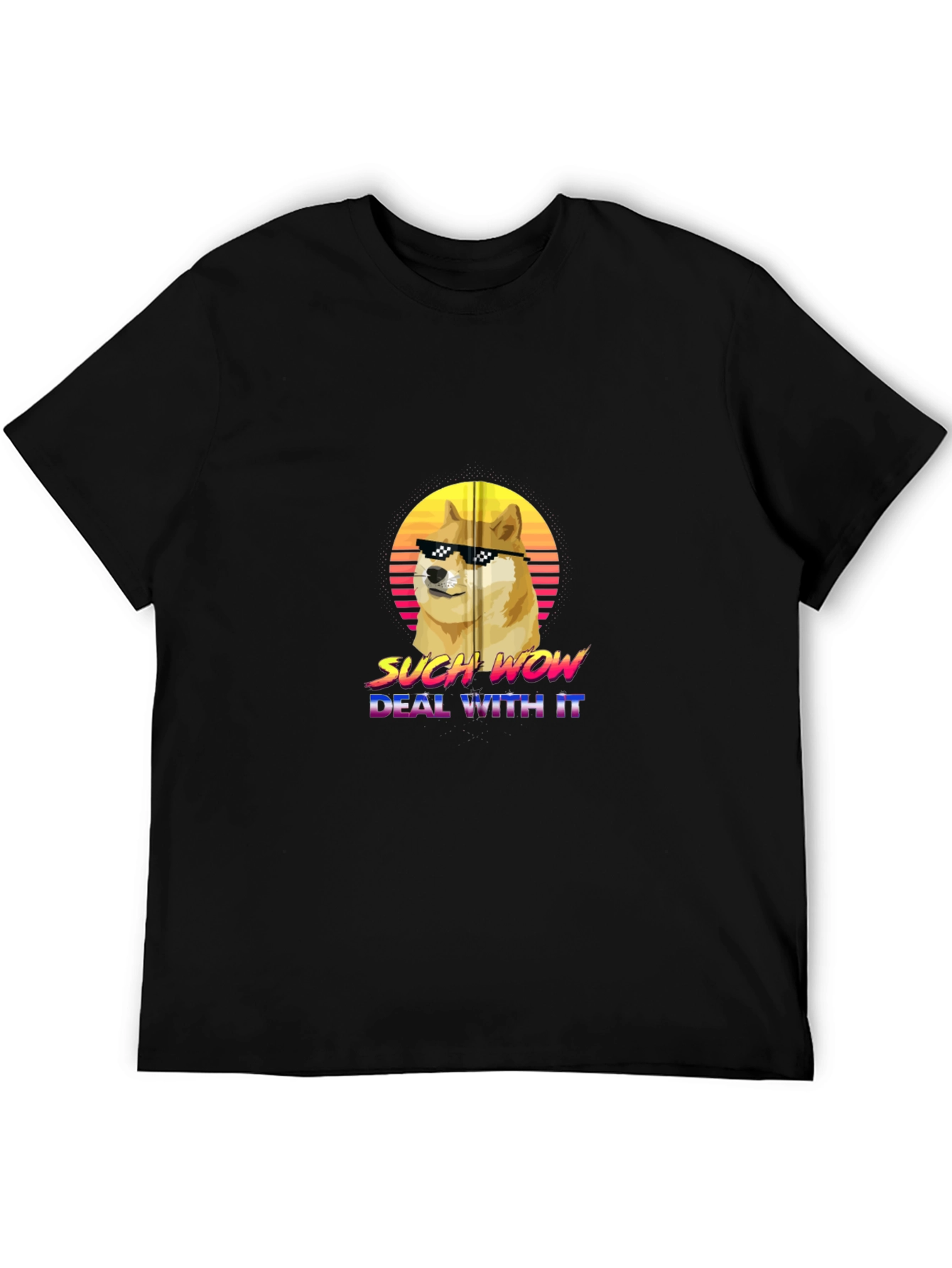 Doge Such Wow Deal With It Graphic T-Shirt