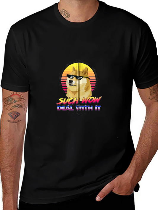Doge Such Wow Deal With It Graphic T-Shirt