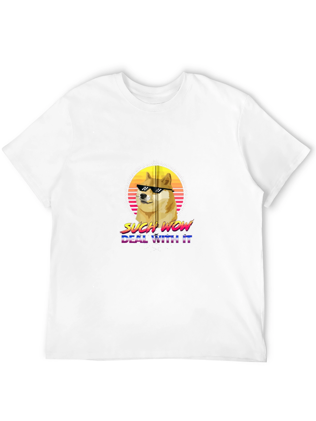 Doge Such Wow Deal With It Graphic T-Shirt