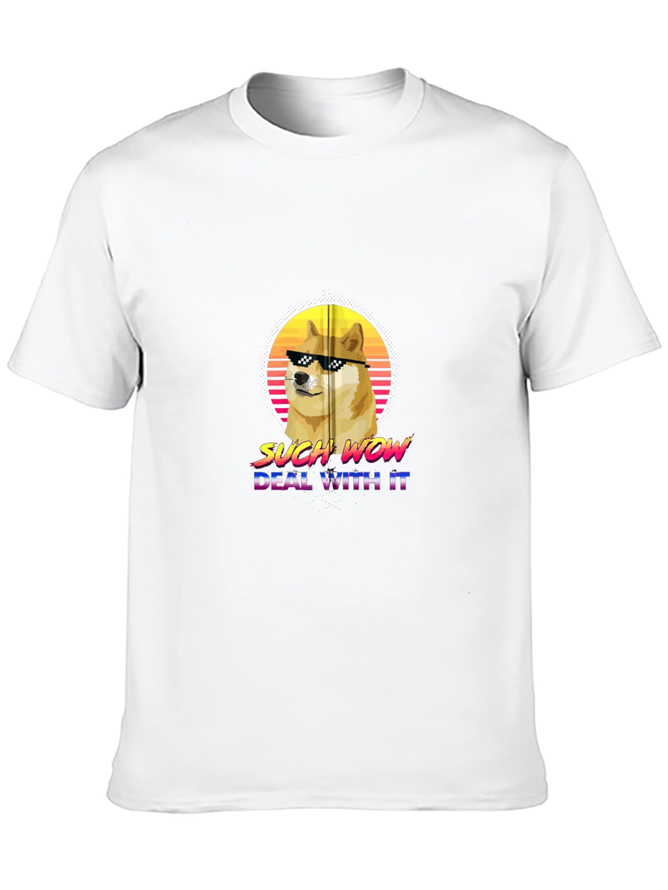 Doge Such Wow Deal With It Graphic T-Shirt