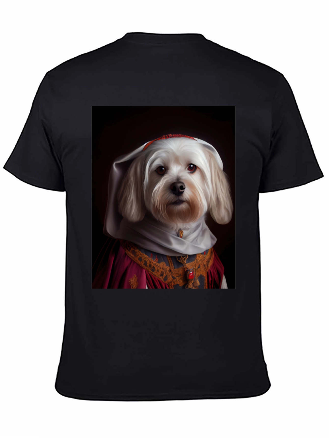 Dog in Regal Attire Black T-Shirt