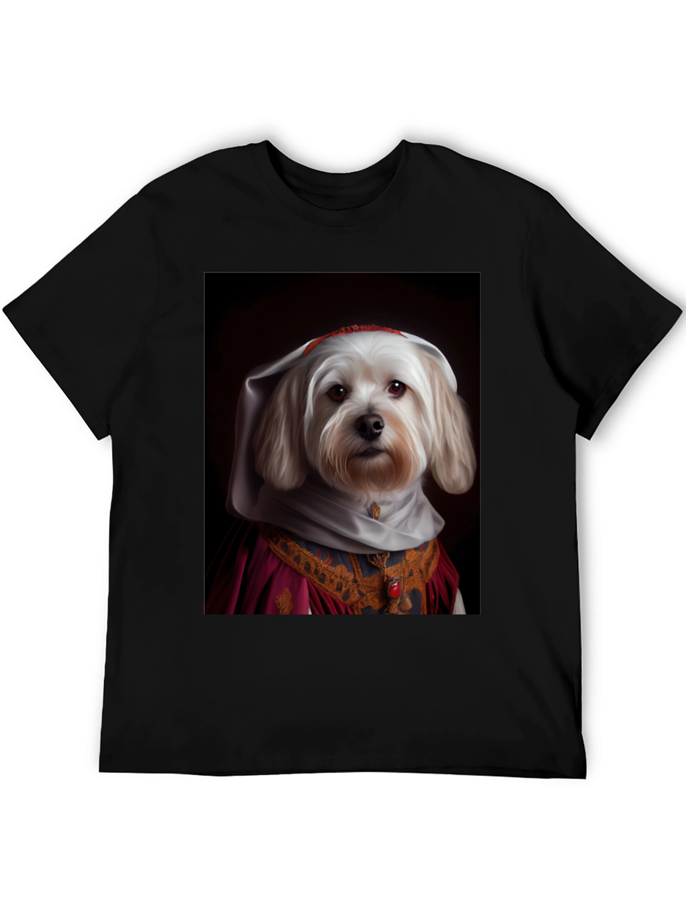 Dog in Regal Attire Black T-Shirt