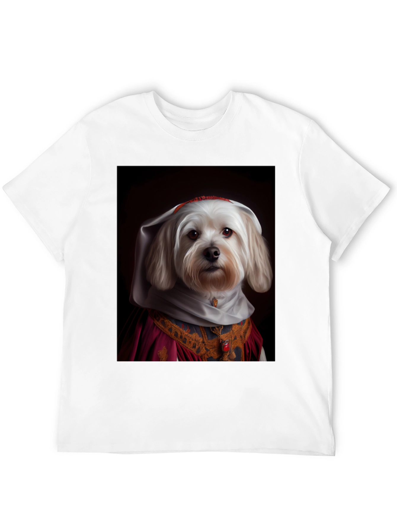 Dog in Regal Attire Black T-Shirt