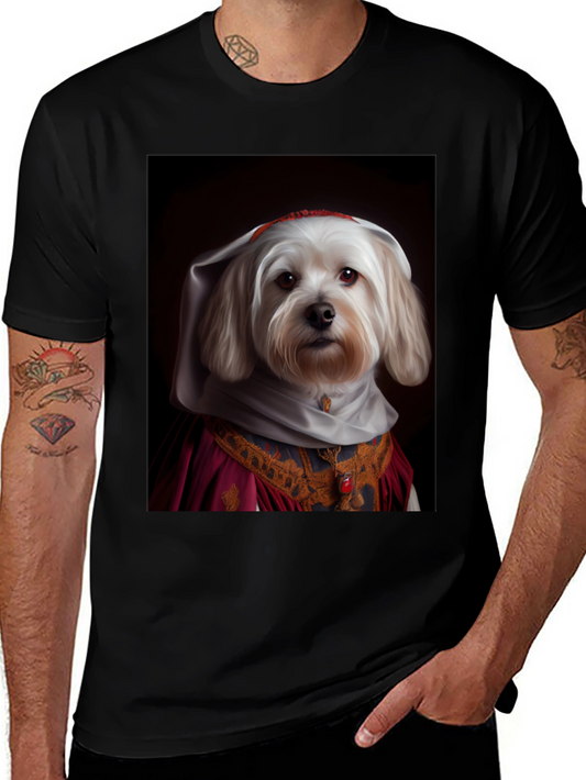 Dog in Regal Attire Black T-Shirt
