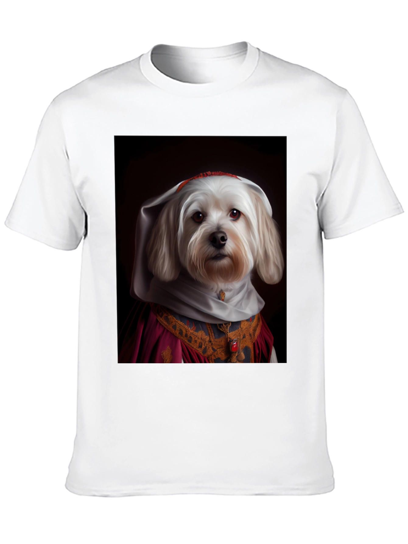Dog in Regal Attire Black T-Shirt