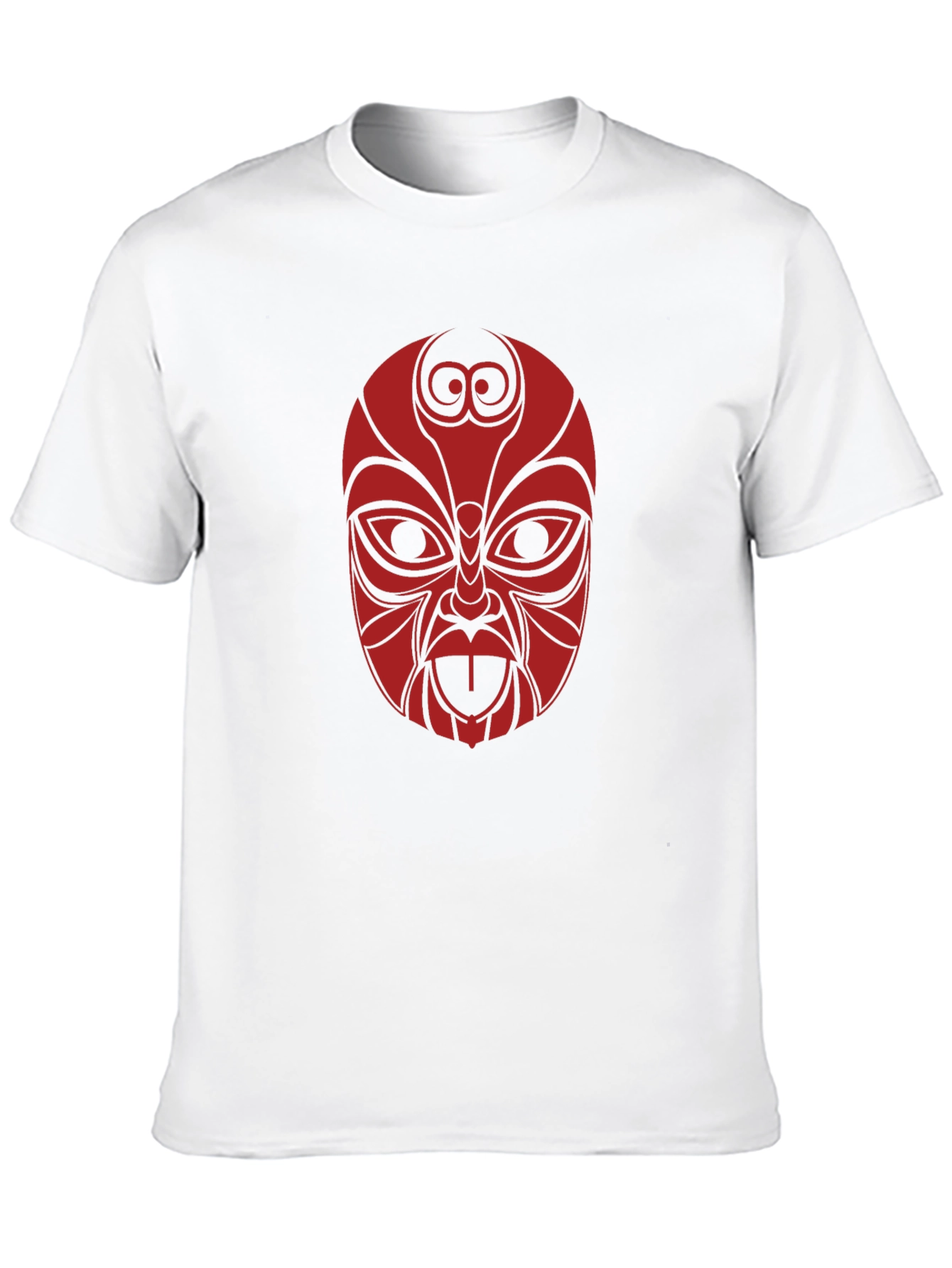 Tribal Mask Graphic Tee - Black Cotton T-Shirt
