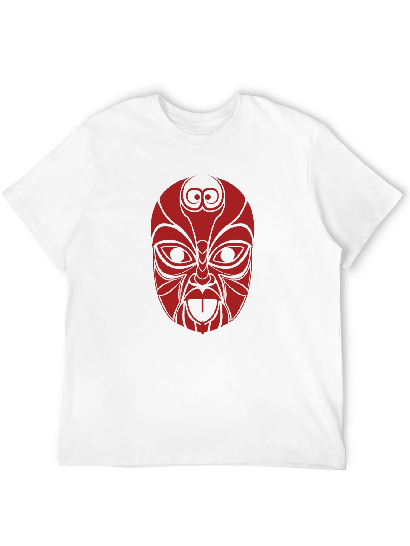 Tribal Mask Graphic Tee - Black Cotton T-Shirt