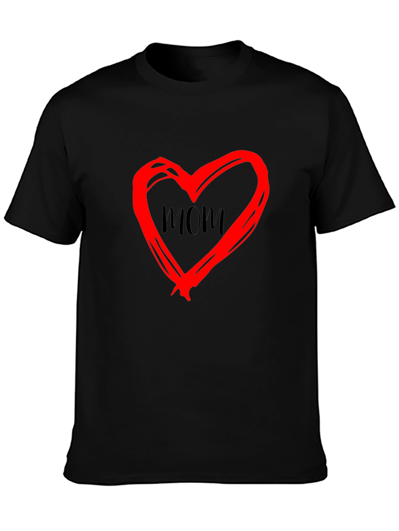 Mom Heart Graphic Black T-Shirt