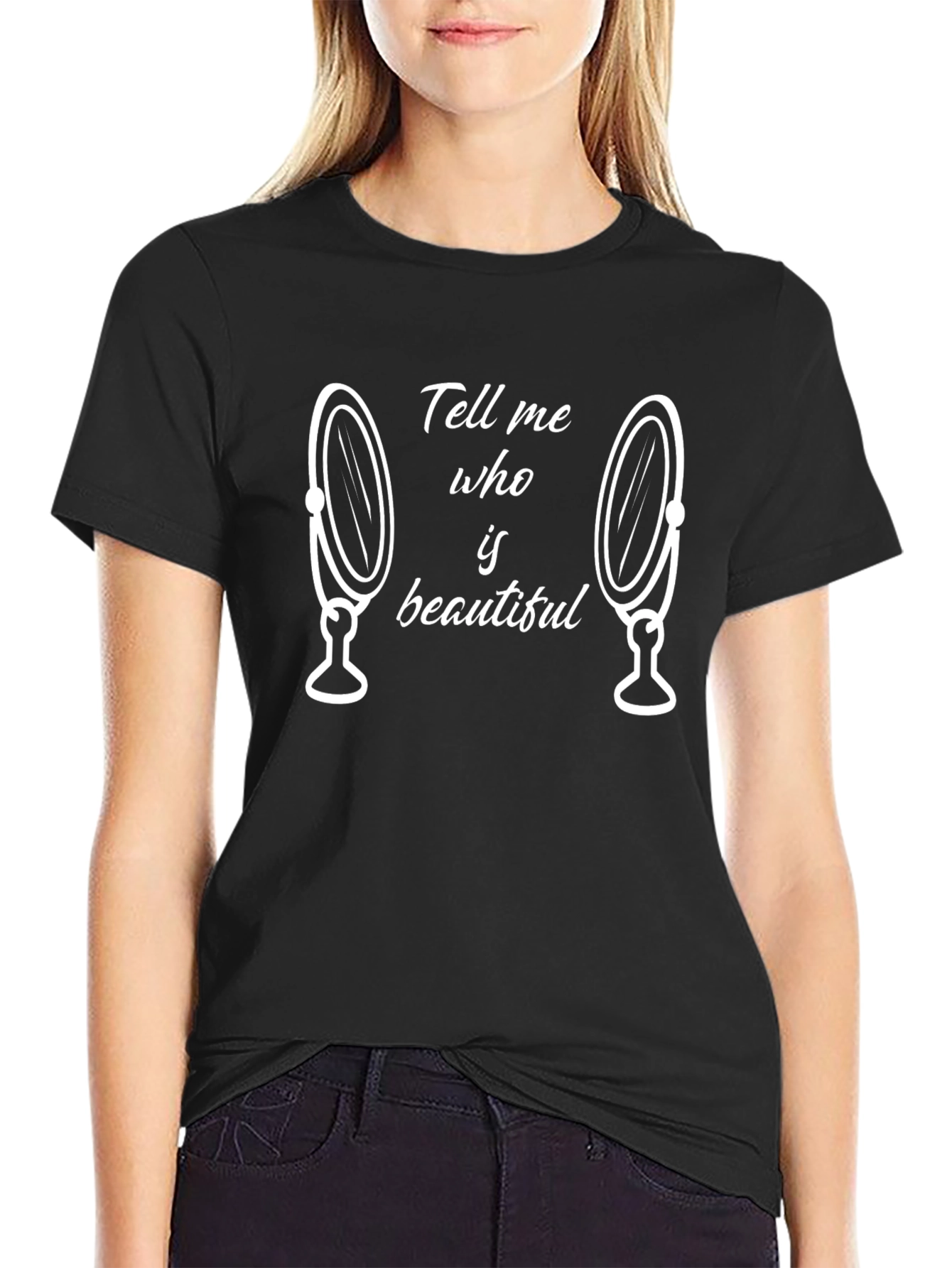 Tell Me Who Is Beautiful Mirror Graphic T-Shirt