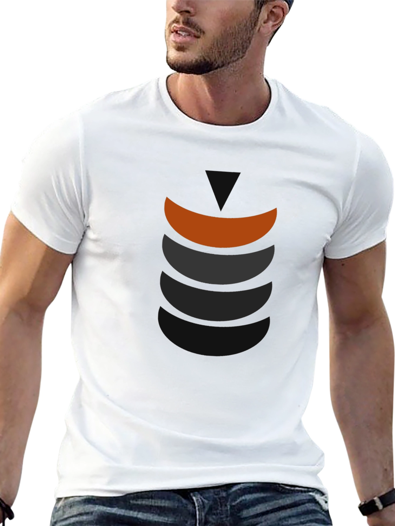 Modern Graphic Tee - Stylish Curved Block Design