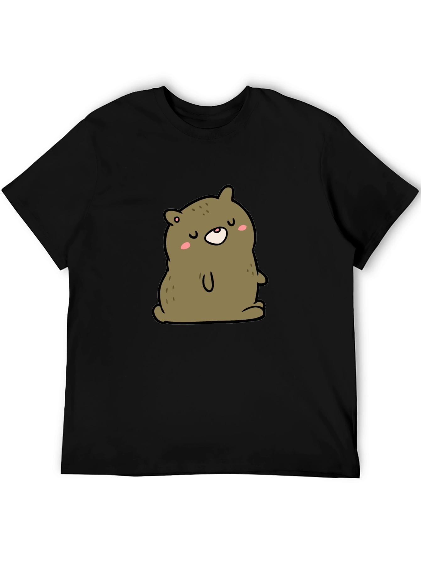 Cute Bear Cartoon Graphic Black T-Shirt