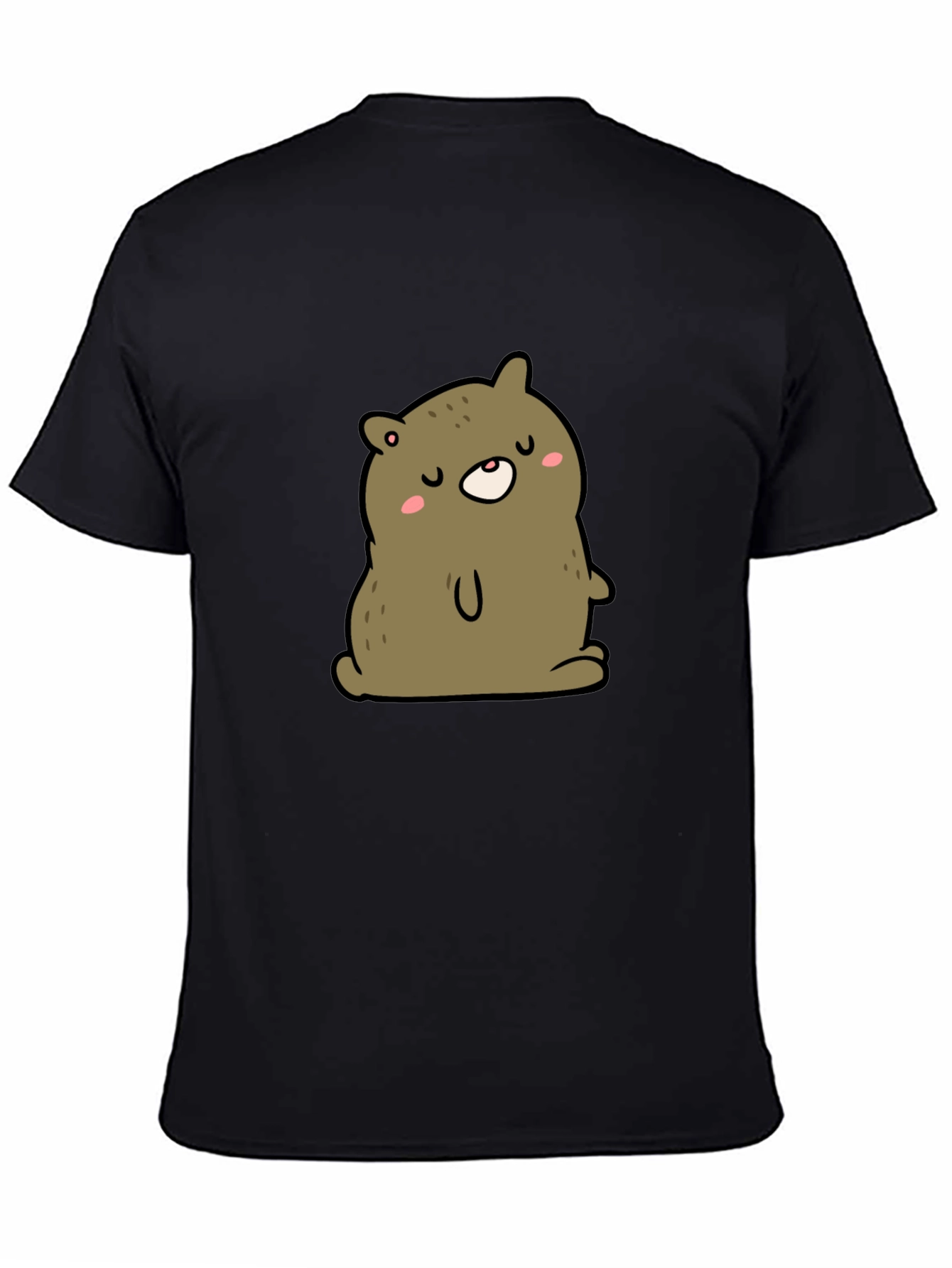 Cute Bear Cartoon Graphic Black T-Shirt