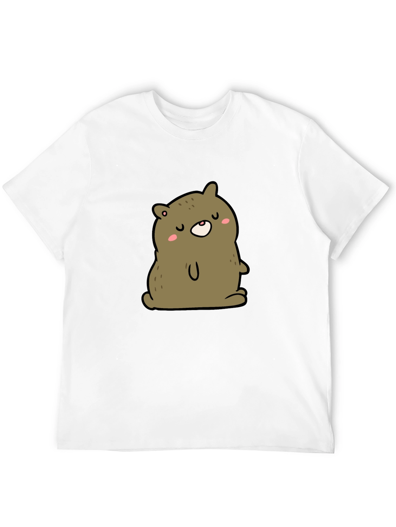 Cute Bear Cartoon Graphic Black T-Shirt