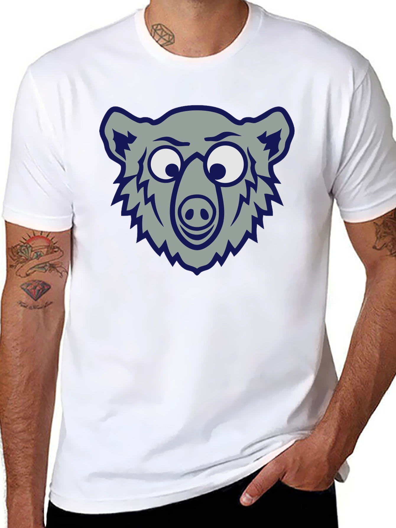 Funny Bear Graphic Tee - Soft Cotton Blend