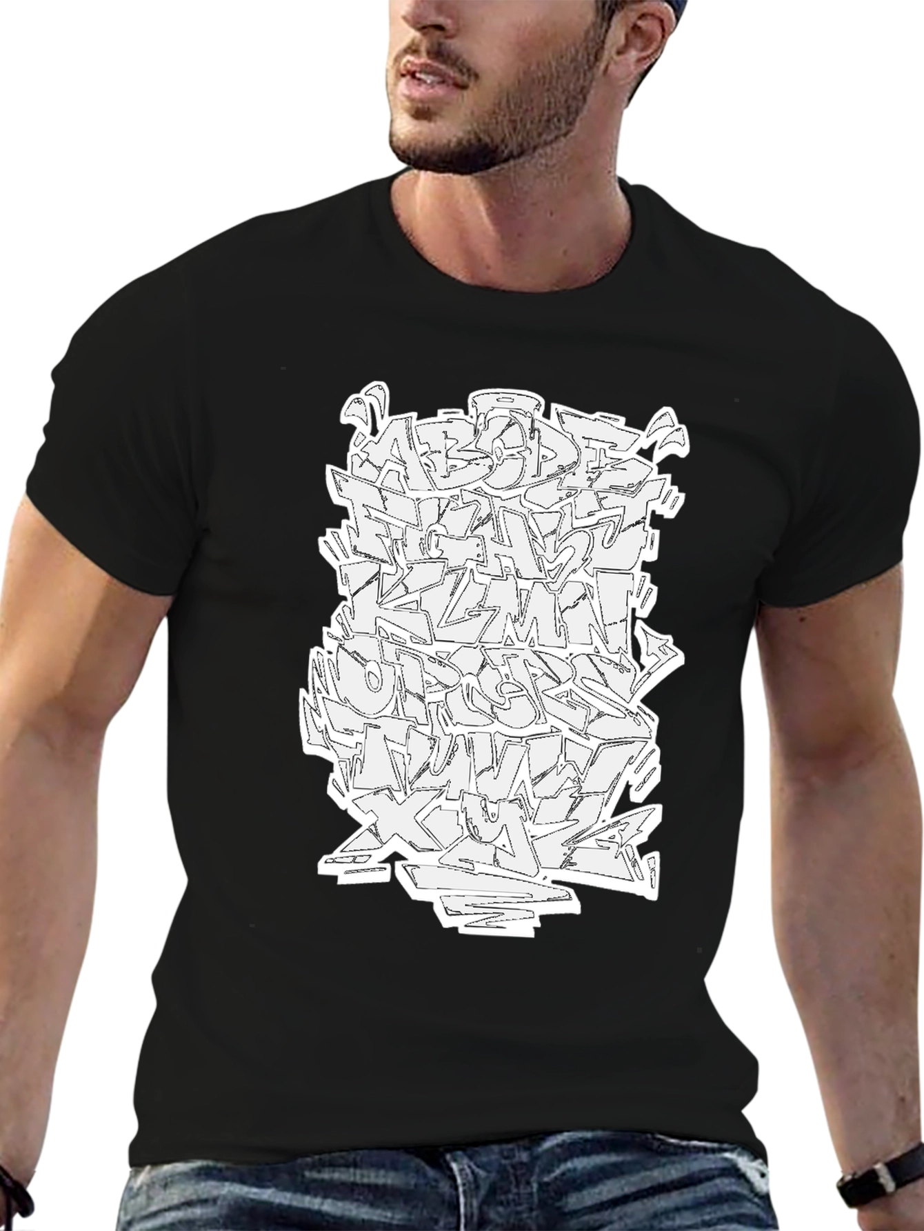 Abstract Graffiti Alphabet Graphic T-Shirt