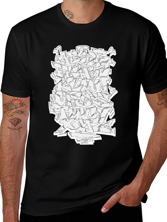 Abstract Graffiti Alphabet Graphic T-Shirt