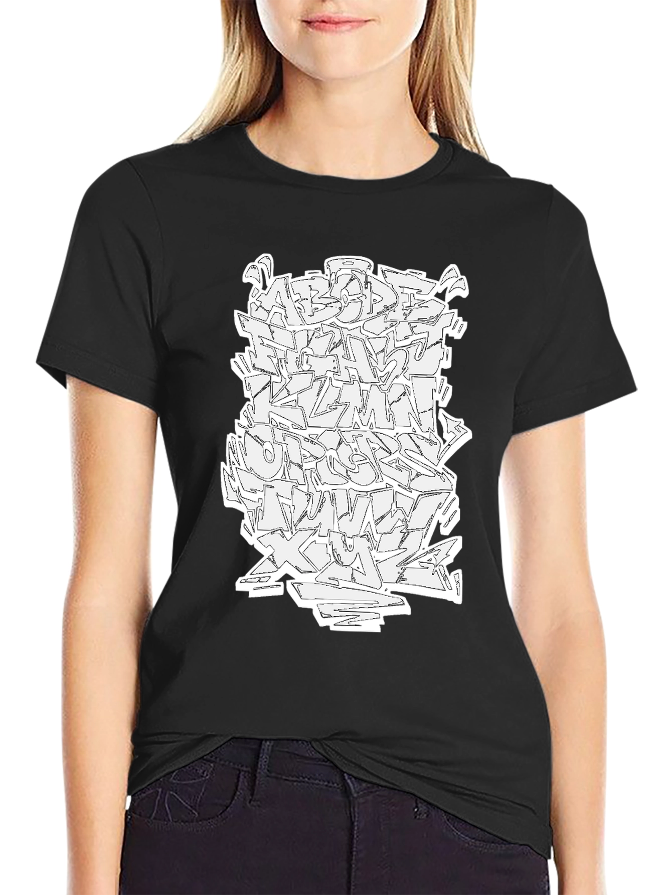 Abstract Graffiti Alphabet Graphic T-Shirt